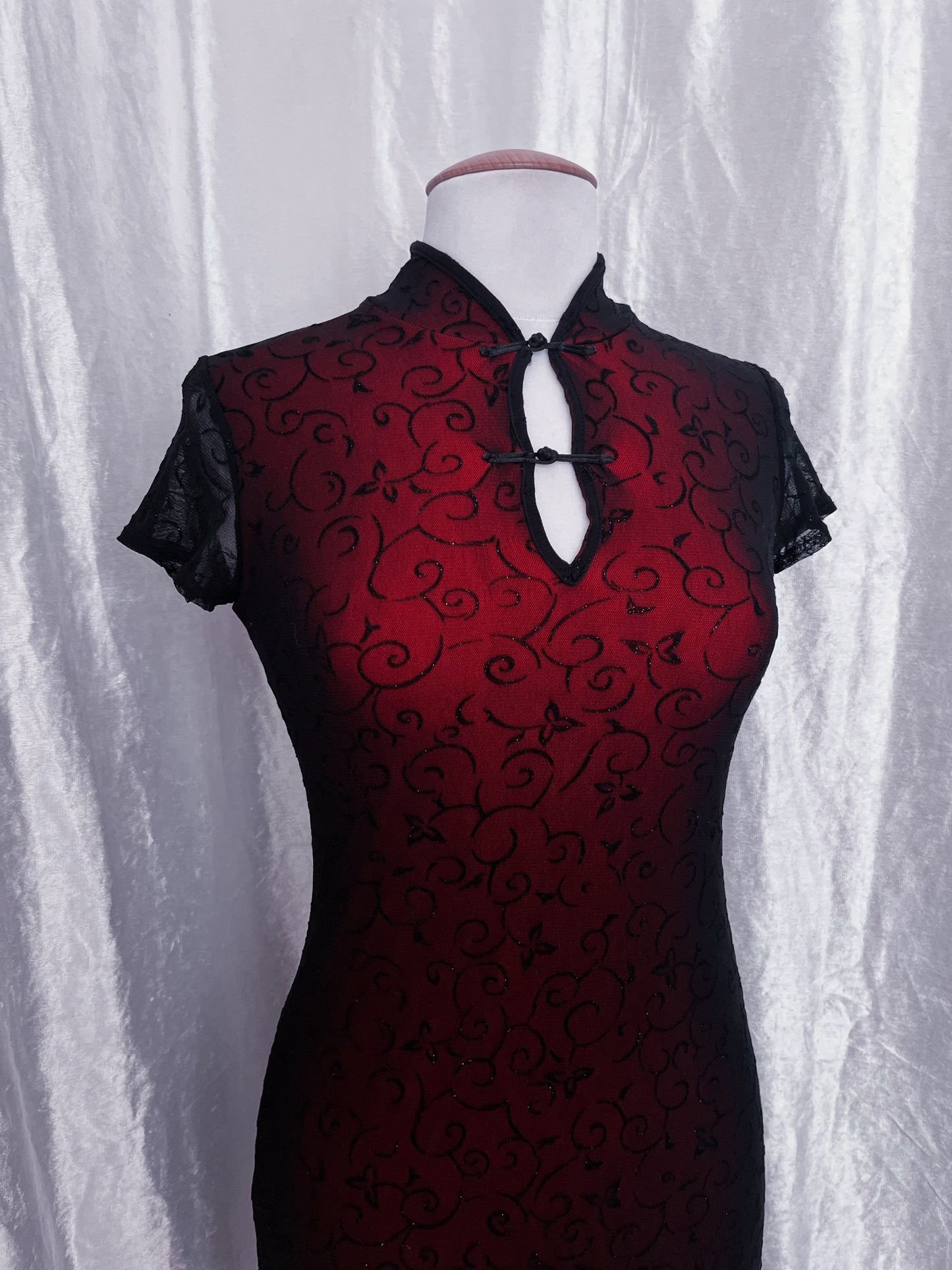 00's iconic mesh & velvet qipao style dress ❤️🖤