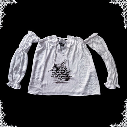 White Rabbit Reworked off shoulder shirt 🐇🕳