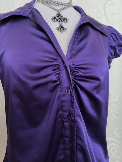 00’s Orsay Dark Coquette satin purple shirt 💜