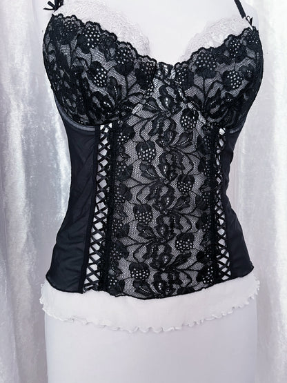 Gothic black & white bustier/corset top 🖤🦷