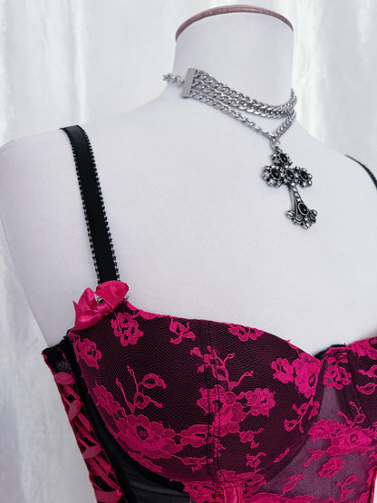 Hot pink gothic mesh corset 🎀