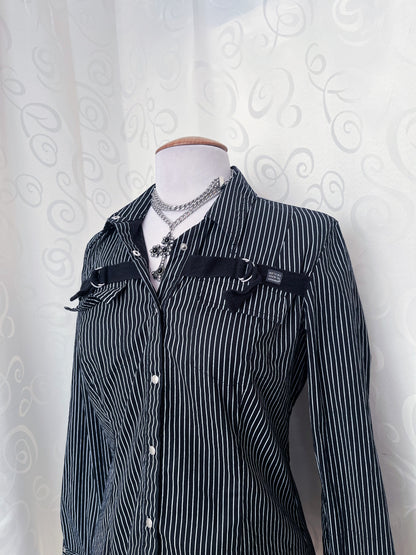00’s Gothic striped cotton shirt 🕷️