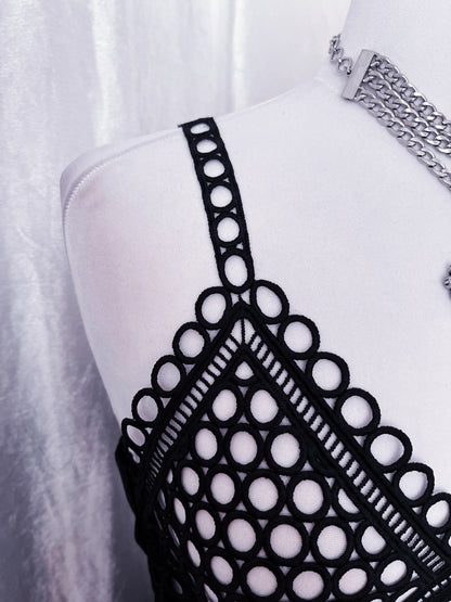 Mini black fishnet top 🕷️🕸️