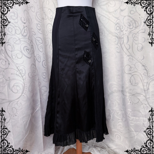 00’s Whimsygoth Patchwork black maxi skirt 🦇