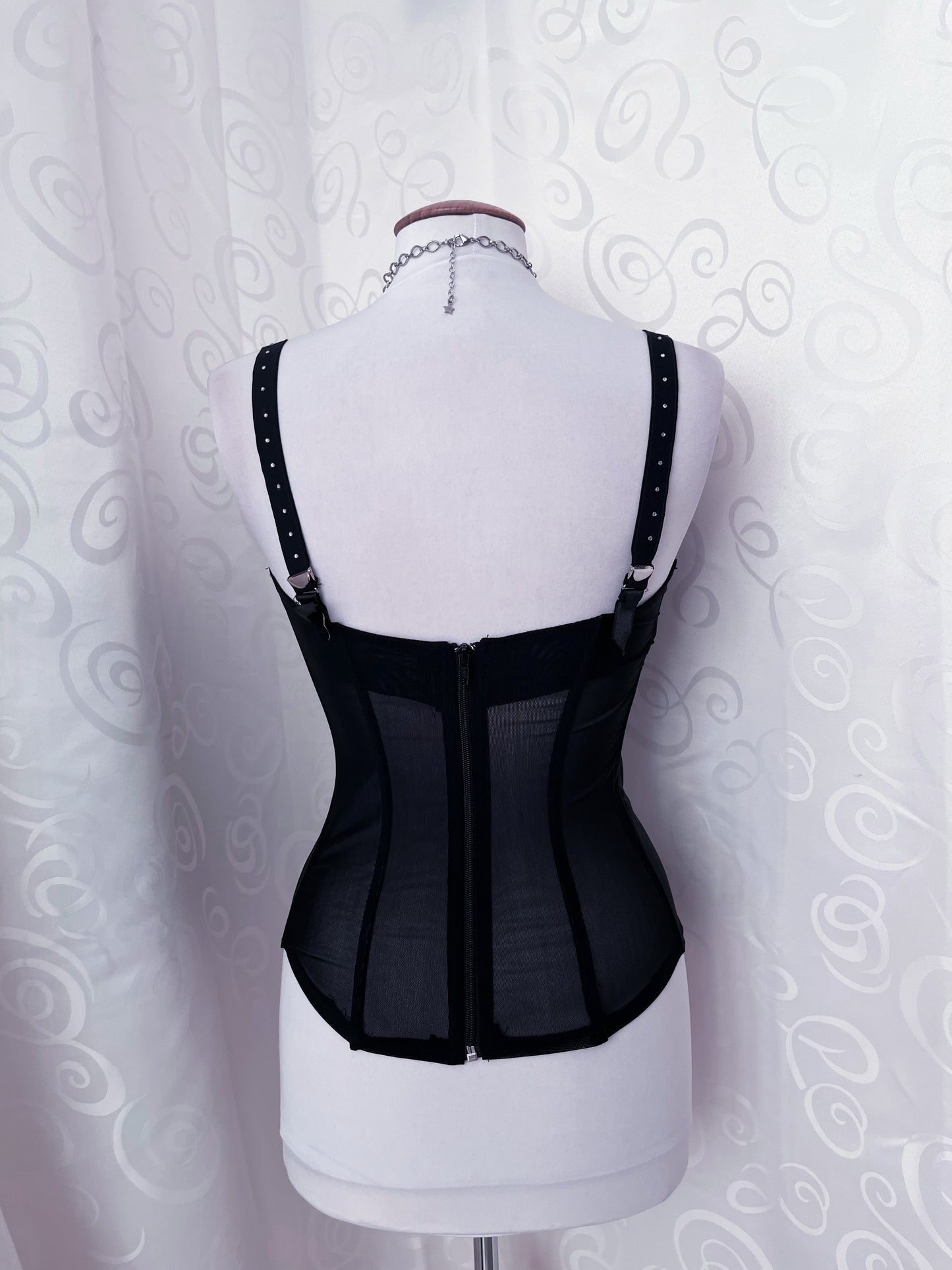 Gothic black lace-up corset top 🦇