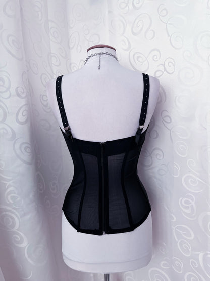 Gothic black lace-up corset top 🦇