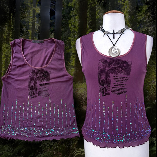 We're All Mad Here Reworked purple top with sequin details 🍰🐛🐇