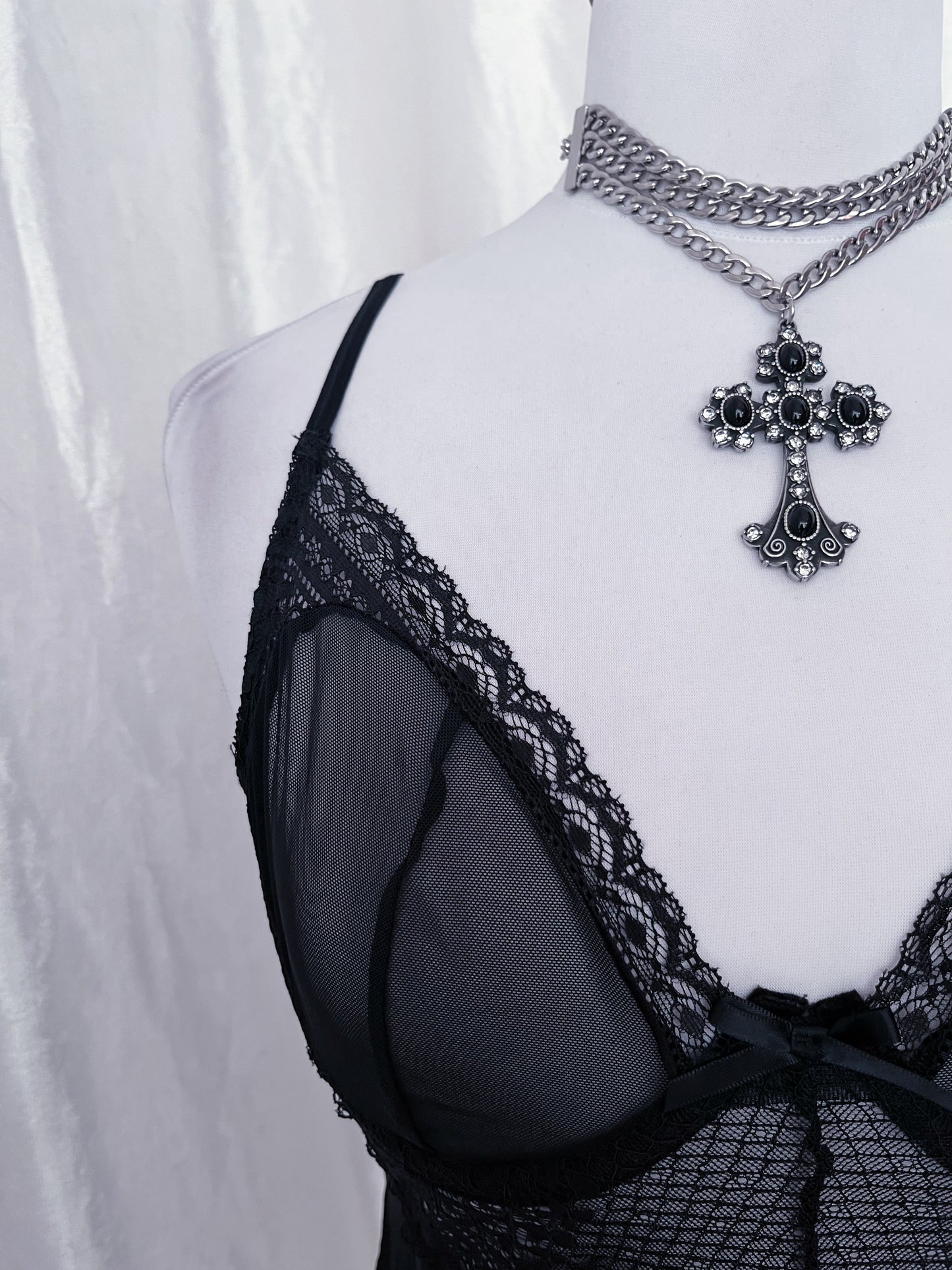 Hot black mesh lingerie corset top 🕸️