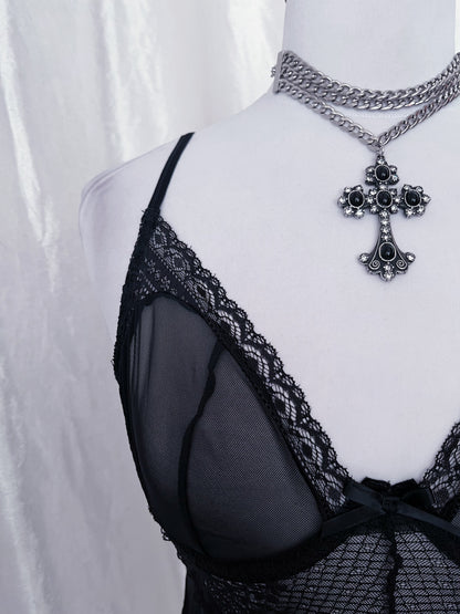 Hot black mesh lingerie corset top 🕸️