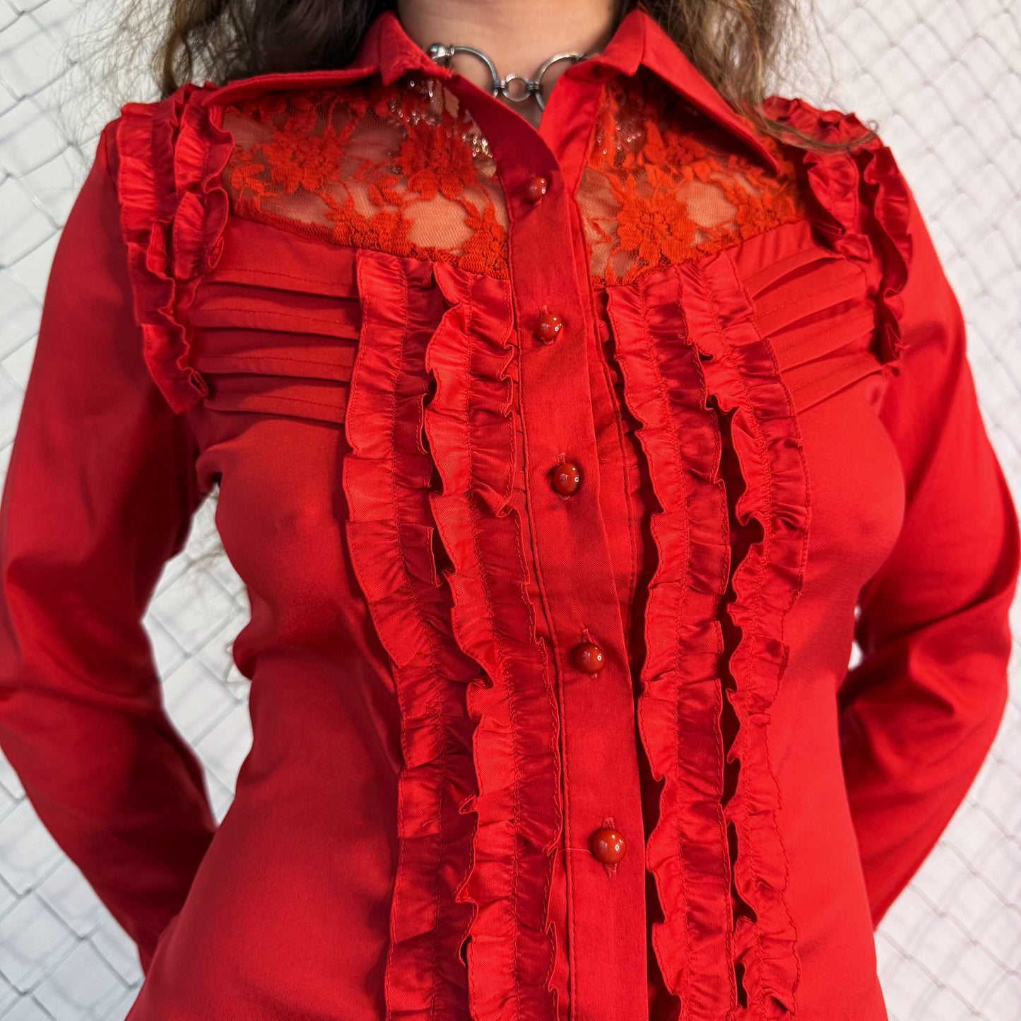 Vampire/Victorian style red shirt with ruffle & lace details 🩸