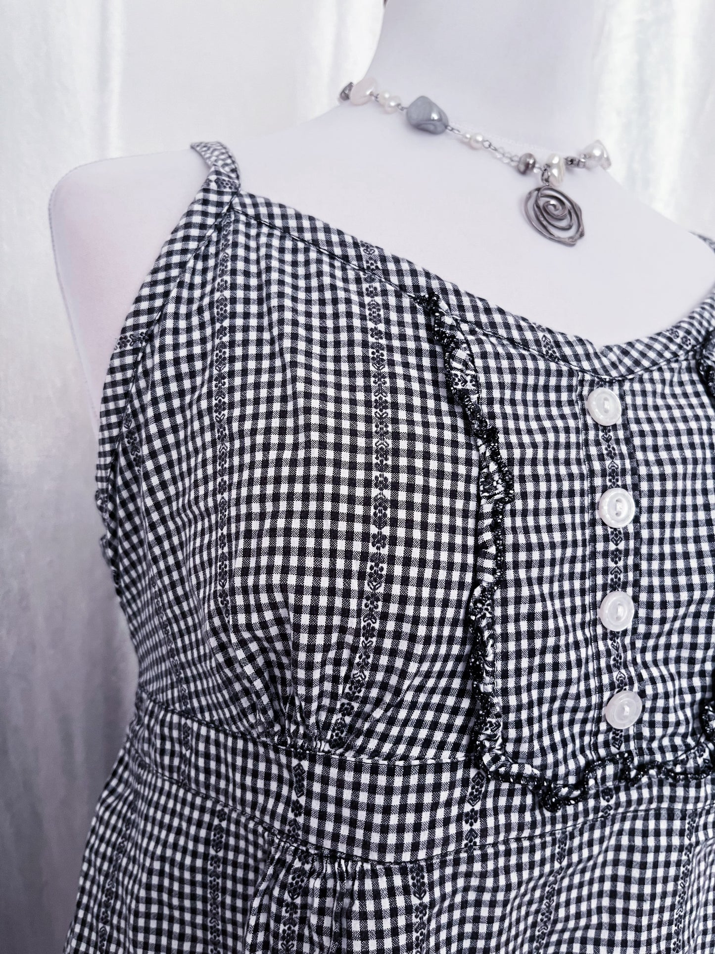 Dark coquette checked milkmaid top 💀🗝️