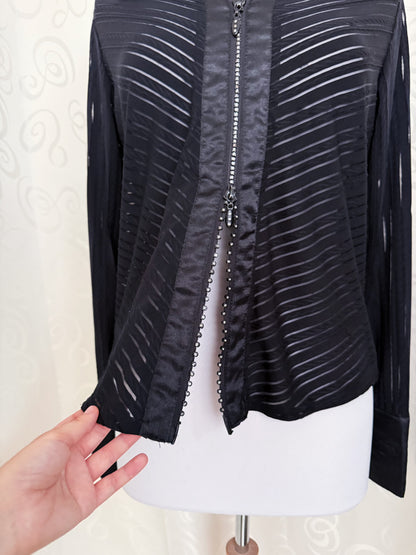 00’s Alt black double-zipper sheer shirt 🦇