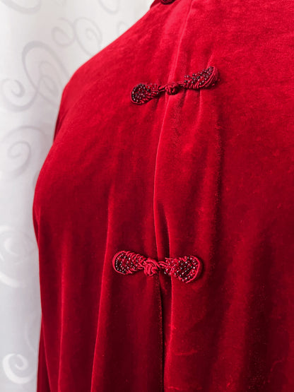 Vintage Korean Qipao velvet red shirt ❤️🍜