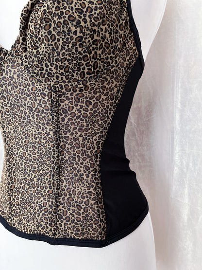 Old H&M leopard print mesh corset 🐆🖤