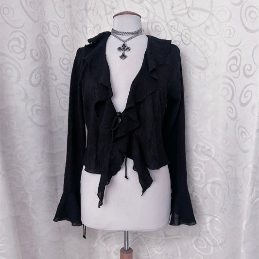 Whimsygoth ruffle sheer top 🌀🕷️