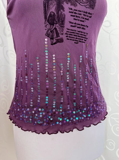 We're All Mad Here Reworked purple top with sequin details 🍰🐛🐇