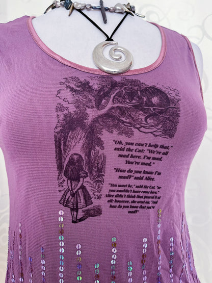 We're All Mad Here Reworked purple top with sequin details 🍰🐛🐇