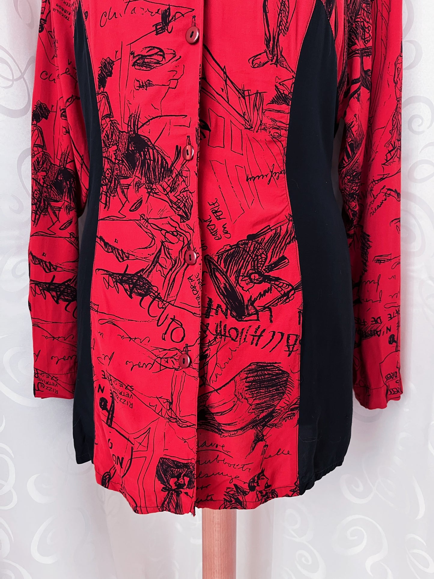 Vintage crazy-patterned red & black shirt ❤️
