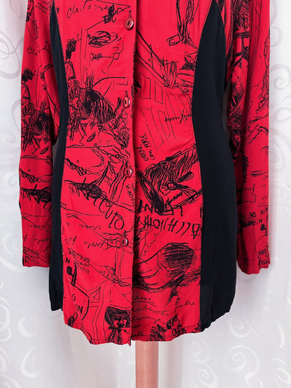 Vintage crazy-patterned red & black shirt ❤️