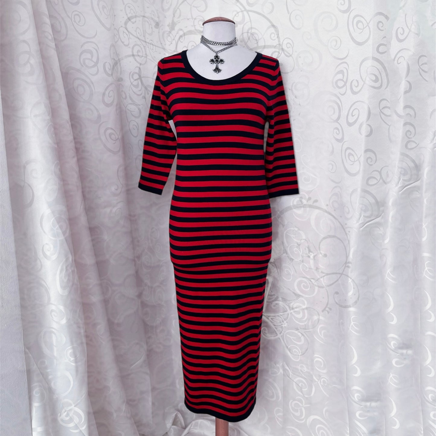 Emo style navy & red striped dress ❤️💙