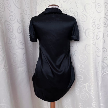 Gothic/Jirai Kei style long black satin shirt 🕷️