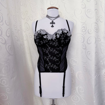 Whimsygoth mesh corset with spiral embroidered detail 🌀🗝️