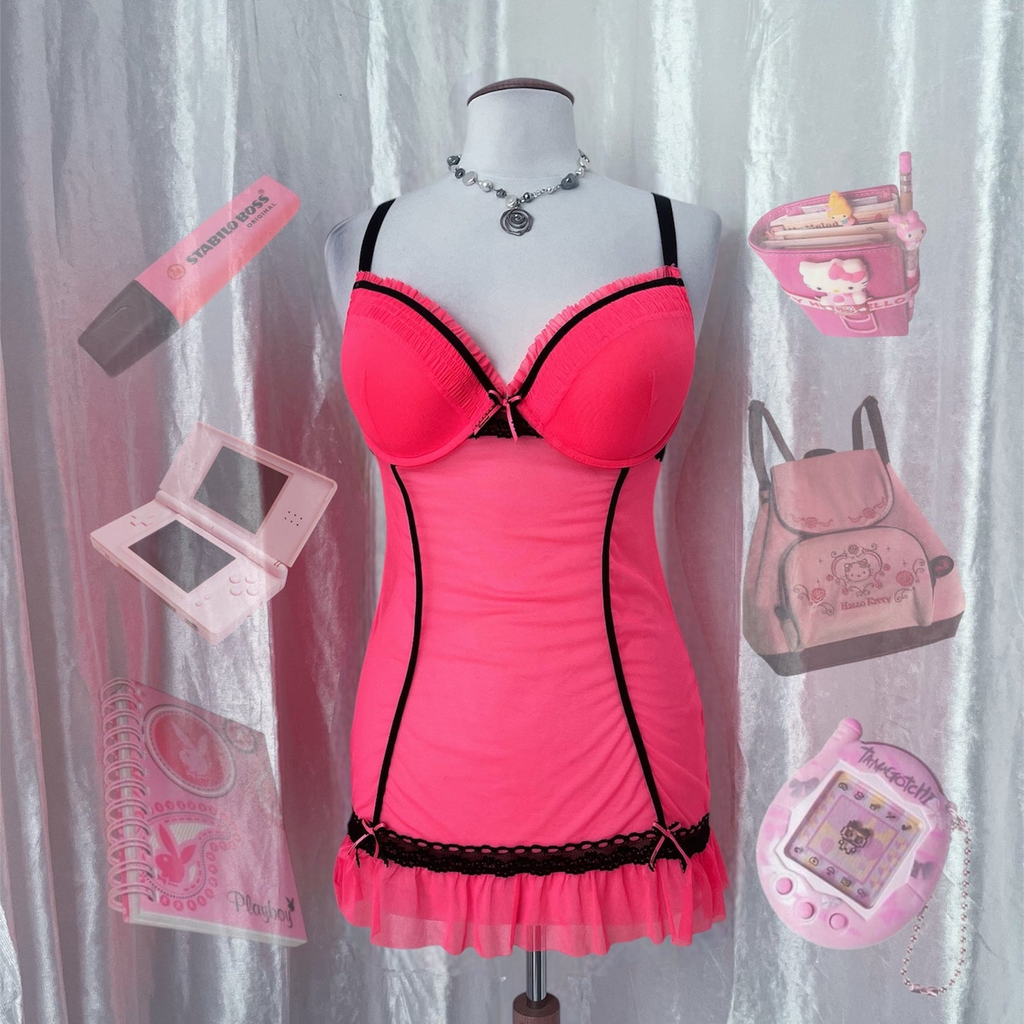 Hot stabilo pink babydoll bustier 💞