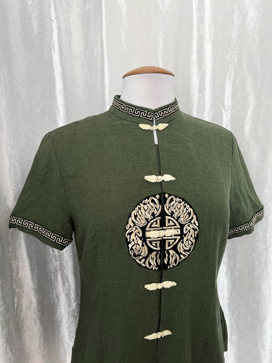 Chinese Qipao/Cheongsam khaki top 💚🐍