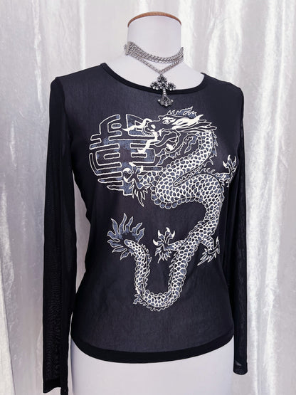 Iconic mesh asian dragon top 🐉