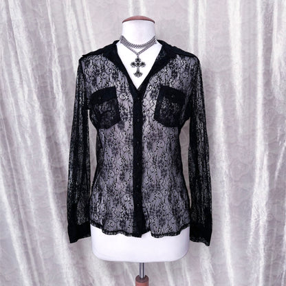 Gothic spiral lace shirt 🌀🦇