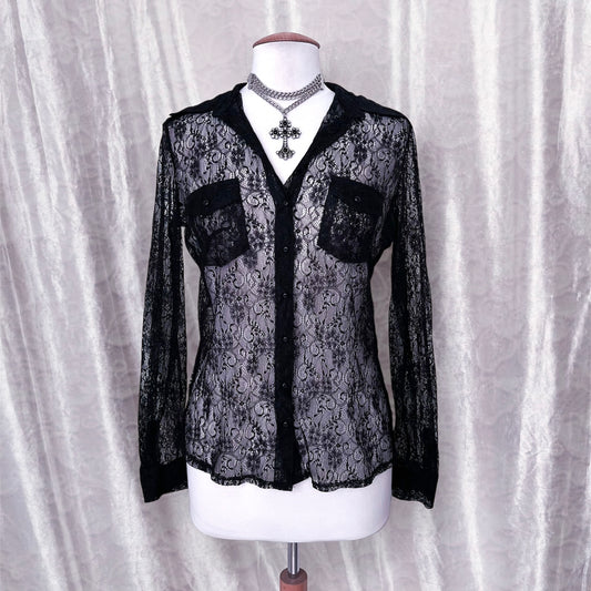 Gothic spiral lace shirt 🌀🦇