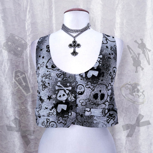 Emo/scene grey skull vest 💀
