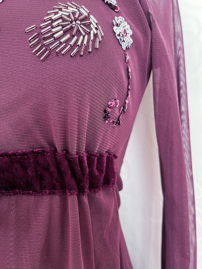 Melrose, whimsy fairy plum mesh top with sequin details 💜🎀