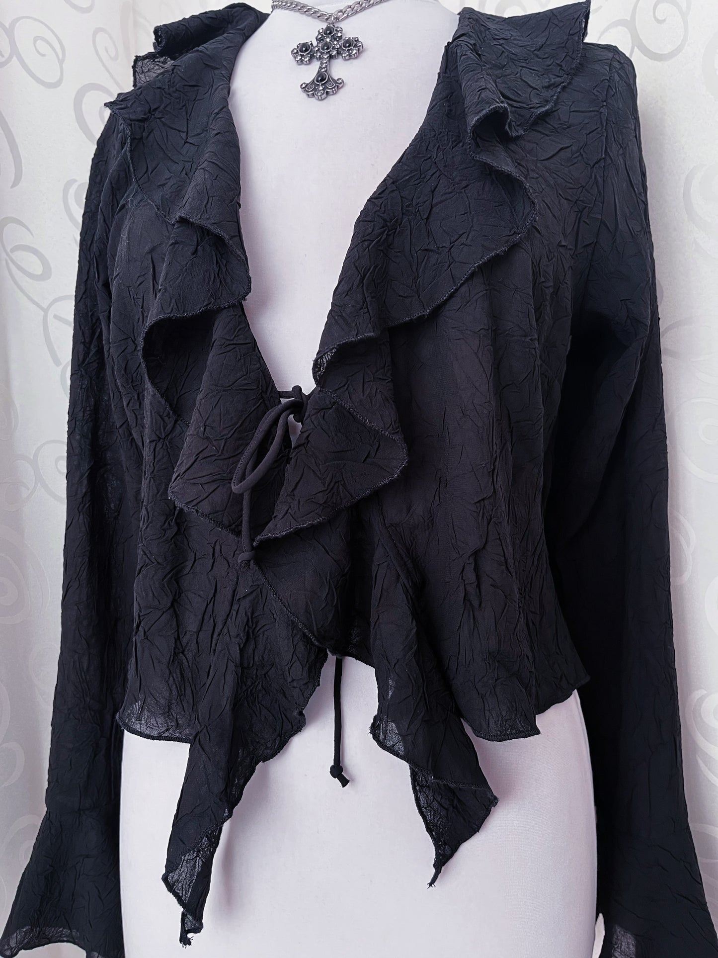 Whimsygoth ruffle sheer top 🌀🕷️