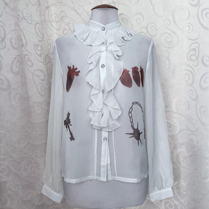 The Way To Your Heart Reworked 00's deadstock see-through ruffle shirt🫀🗝