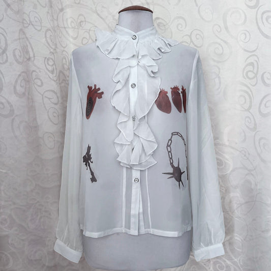 The Way To Your Heart Reworked 00's deadstock see-through ruffle shirt🫀🗝