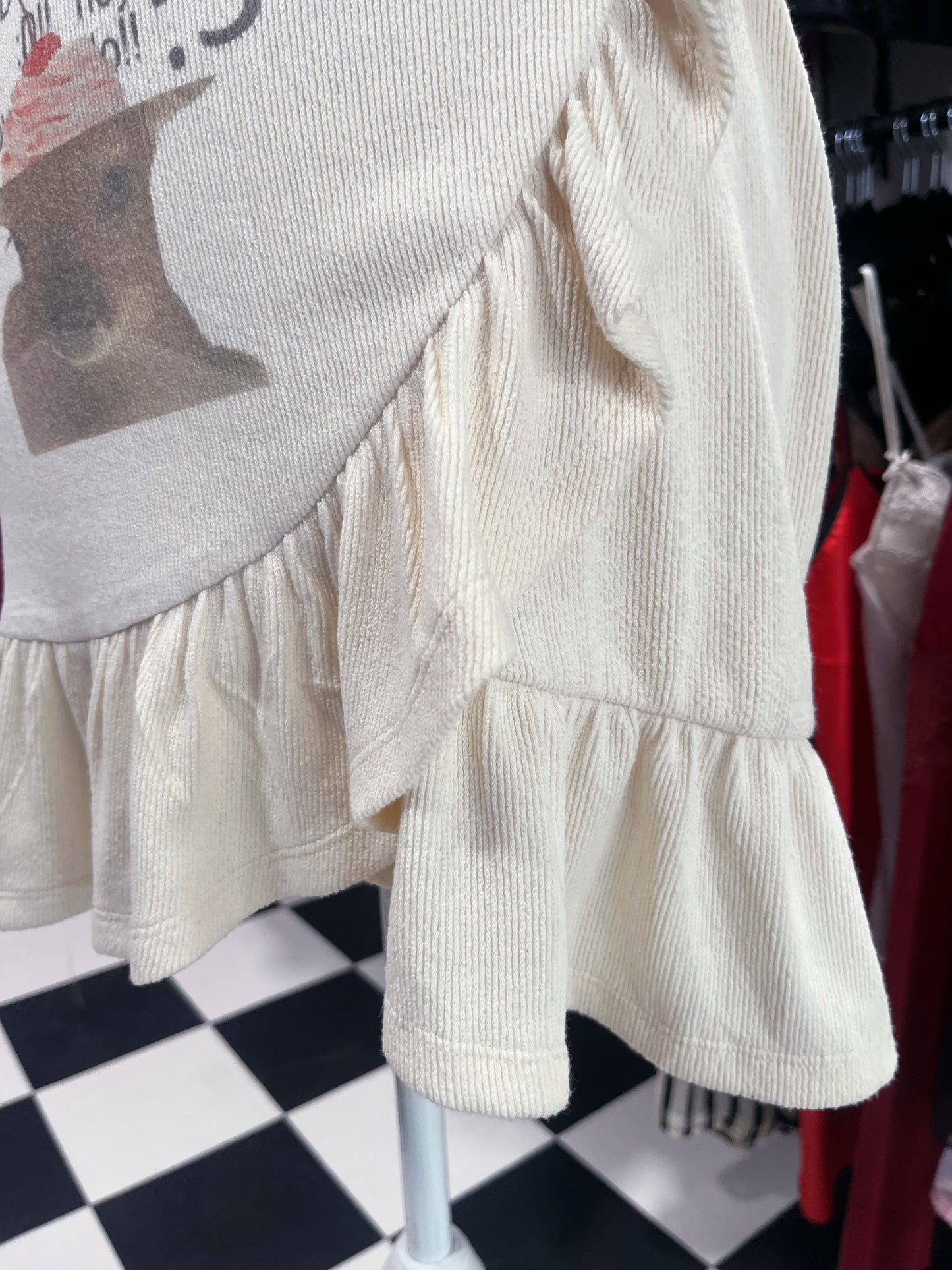 Cutie deer REWORKED creamy knit style ruffle skirt 🍰
