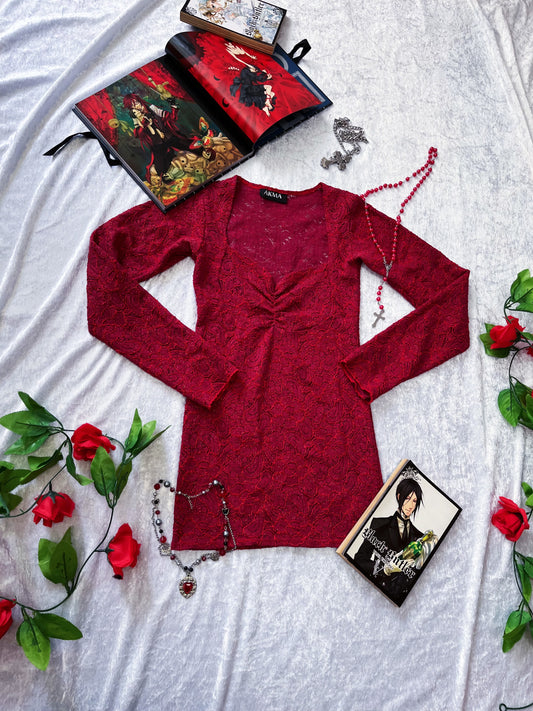 Gothic red lace top