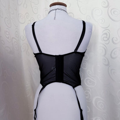 Whimsygoth mesh corset with spiral embroidered detail 🌀🗝️