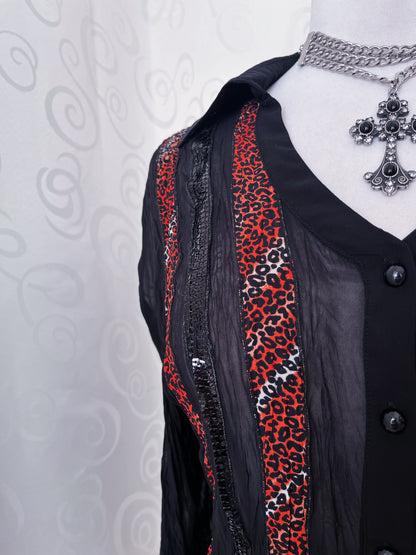 00’s Alt mesh shirt with animal print detail 🐾🐆