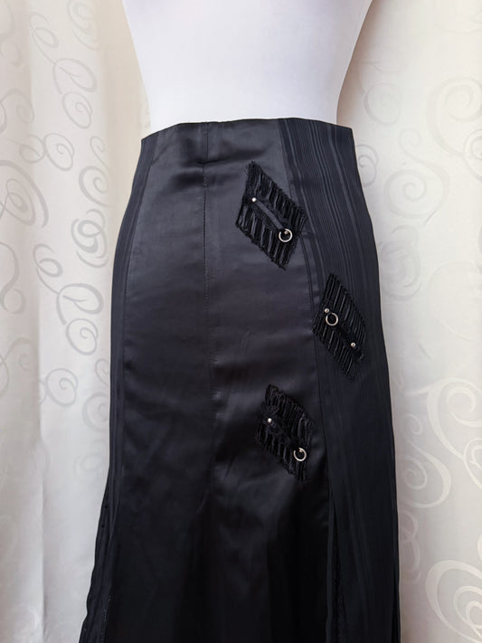 00’s Whimsygoth Patchwork black maxi skirt 🦇