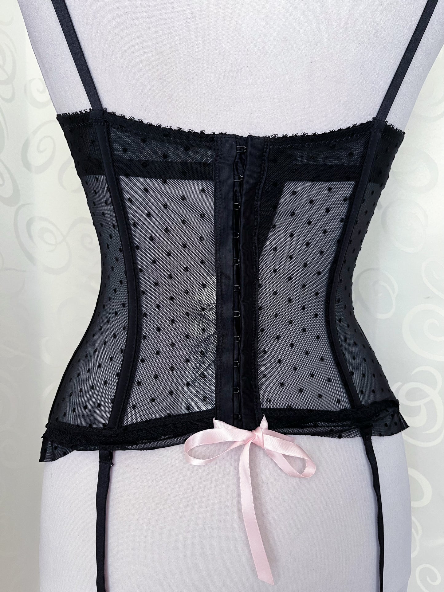 Dark Coquette black & pink lace up corset 🎀