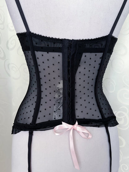 Dark Coquette black & pink lace up corset 🎀
