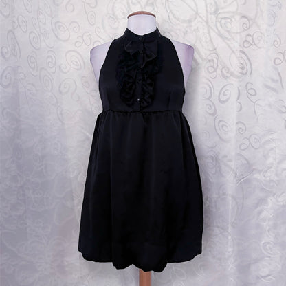 Gothic/Jirai Kei balloon black dress with ruffle details 🌀🕷️