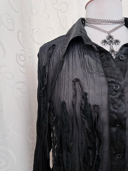 00’s whimsygoth black mesh shirt 🕷️🦇