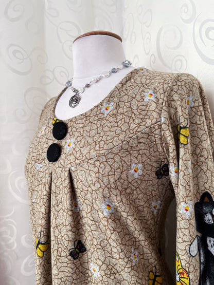 00's Whimsy Twee dress with kittens design🐈😽