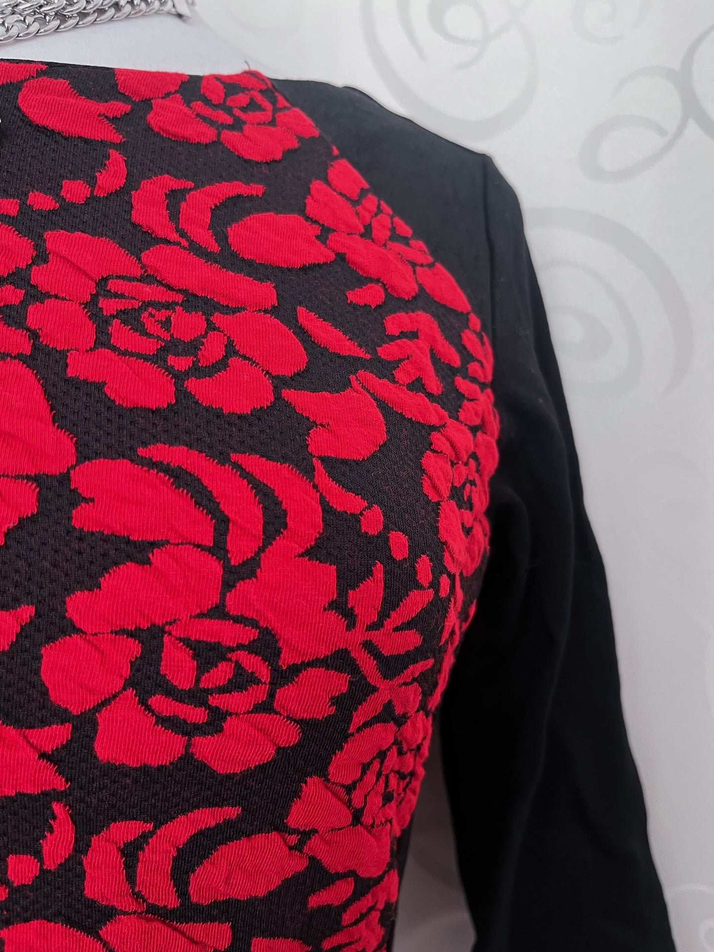 Vampire gothic fitting dress with embossed red roses 🌹🥀