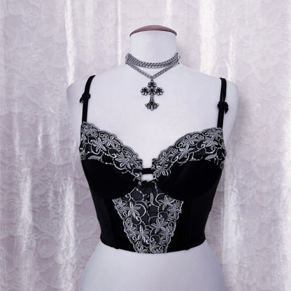 Dark fairy black crop corset top 🕸️🧚🏻