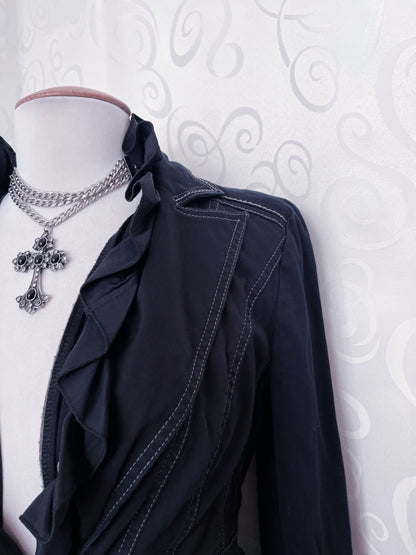 00’s Gothic/Jirai Kei style ruffle cotton jacket 🦇🕷️