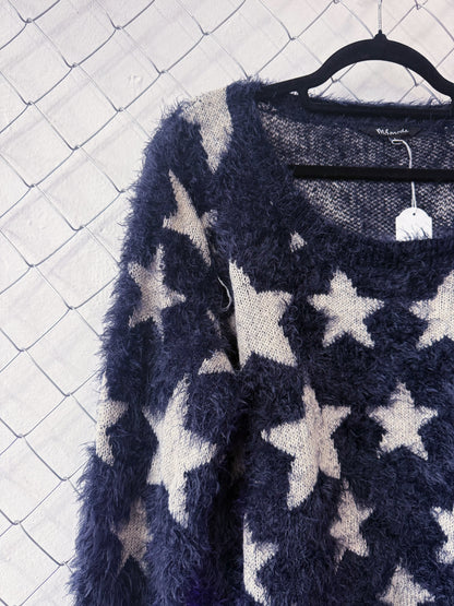 Coraline-style starry blue sweater 🗝 ⚉ 🪡 🐈‍⬛